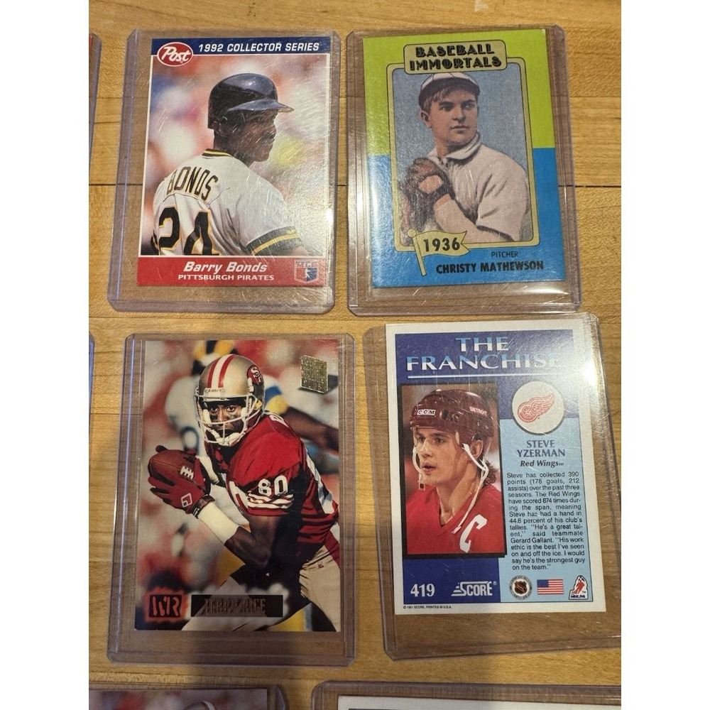 Sports Card Lot 13 Cards MLB NFL NBA NHL Bonds Rice Yzerman Hardaway Sweat++